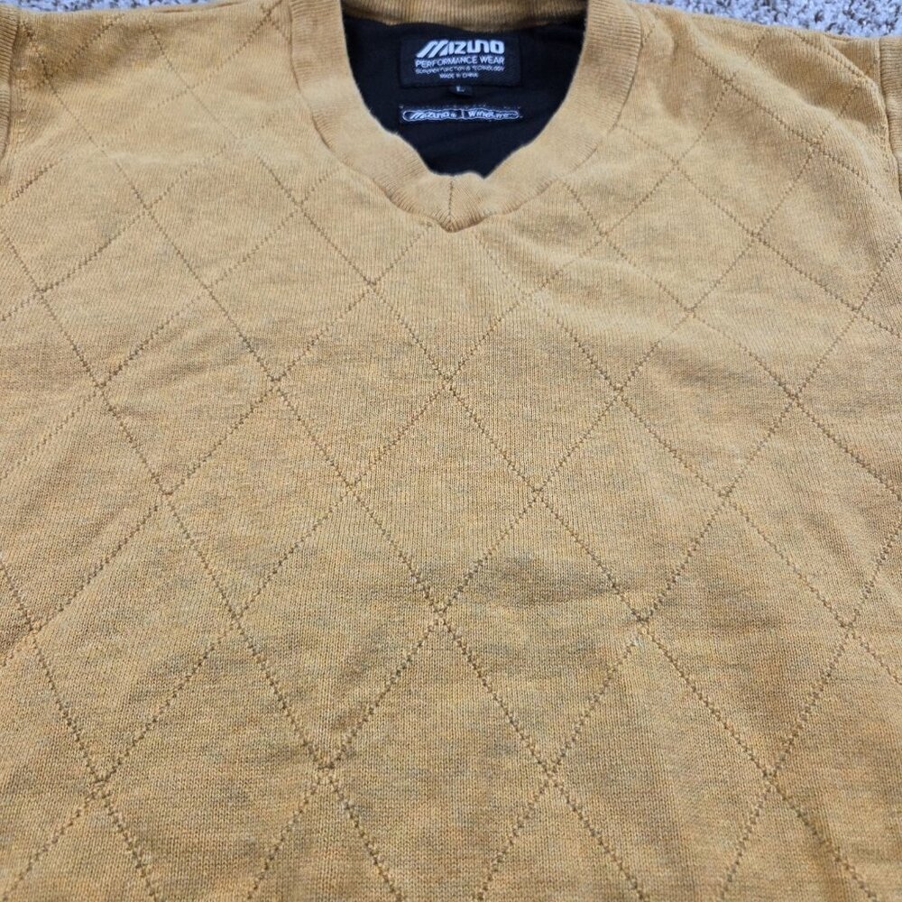 Mizuno WindLite Windbreaker Vest Mens Large Yellow V Neck Pullover - Picture 3 of 8